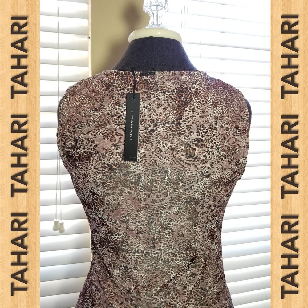 TAHARI NWT Women's Shirt Sleeveless Tops Blouse Animal Print Size Small - Picture 5 of 8